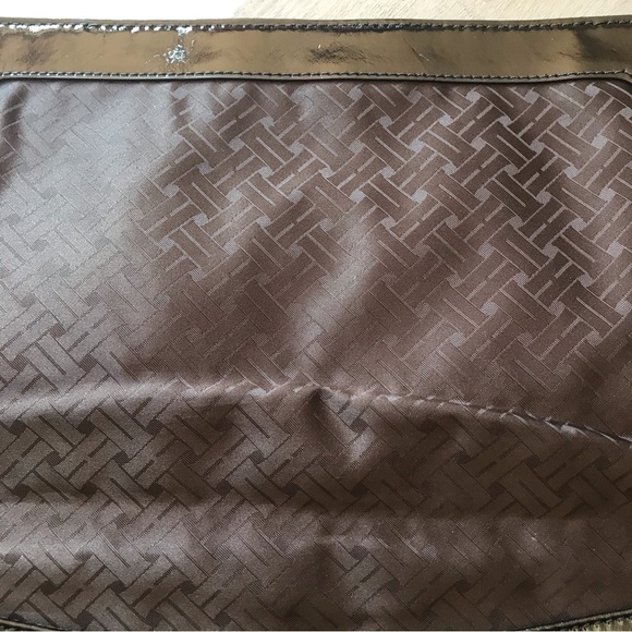 Cole Haan Genevieve Oversize Clutch Bag Abstract Woven Patent and Suede Leather - Picture 4 of 14